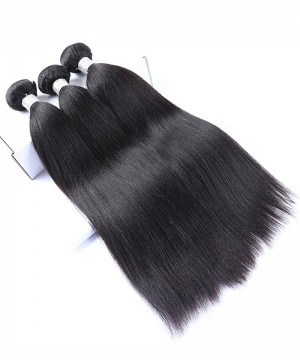 Dolago European Virgin Hair Yaki Straight Human Hair Weave Bundles 3Pics Coarse Yaki Human Hair Extensions 10-30 Inches Yaki Bundles Sales