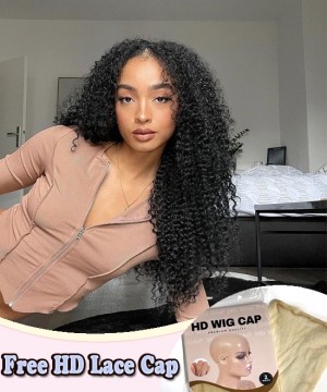 Dolago Kinky Curly 250% HD Swiss Lace Wigs With Invisible Knots Brazilian Undetectable HD Lace Front Wigs Human Hair For Black Women Glueless Crystal 13x6 Frontal Wigs Pre Plucked Free Shipping 