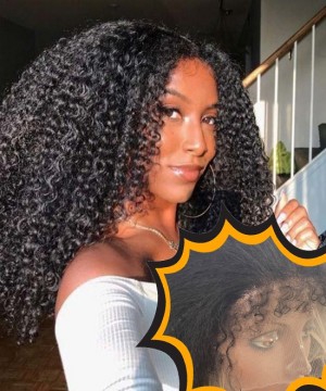 	 Dolago Transparent American 3B 4A Kinky Curly Braided Lace Front Human Hair Wigs With Curly Baby Hair For Black Women 150% Glueless Brazilian Front Lace Wigs Pre Plucked For Sale With Cheap Price Natural Frontal Wigs