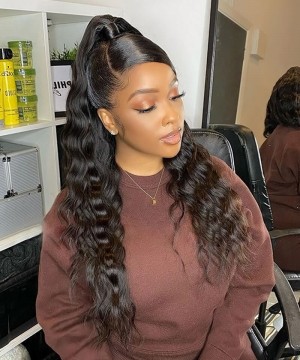 Dolago Natural Black Loose Wave 360 Lace Front Wig For Black Women 150% Cheap Wavy 360 Lace Frontal Wig Pre Plucked With Baby Hair High Quality Brazilian Virgin Human Hair Front Lace Wig Free Shipping 