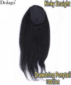 Dolago Kinky Straight Wrap Ponytail For Women Coarse Yaki Clip Ins Extension Ponytails Human Hair For Black Women 