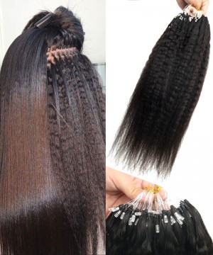 Kinky Straight Nano Ring Human Hair Extensions For Sale 