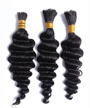Dolago 3Pc Braiding Hair Deep Wave Bulk No Weft Brazilian Virgin Wavy Bulk Human Hair For Braiding Bundles 10-28 inch 100% Human Hair Weave Bulk Hair Extensions For Wig Making