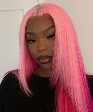 good pink colored human hair lace wigs for women online sale 