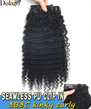 Dolago 3B 3C Kinky Curly Pu Clip In Human Hair Extensions For Women At Cheap Prices With Good Quality For Sale 100% Natural Looking 8-30 Inches In Stock Free Shipping