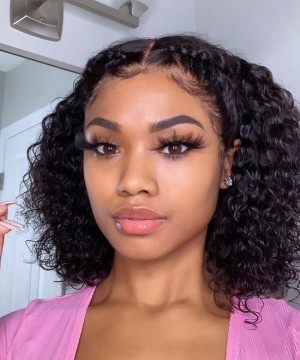 Dolago 150% Kinky Curly None Lace Human Hair Wigs With Band For Black Women Short Curly Wigs With Baby Hair Free Shipping Brazilian Bob Human Hair Pixie Wigs With Cheap Price Sale 