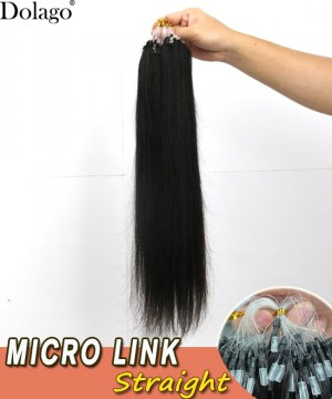 Dolago Brazilian Straight Micro Link Human Hair Extensions To Make Long Hairstyles For Women 8-30 Inches Good Quality Straight On Black Human Braiding Hair At Wholesale Cheap Prices For Sale 