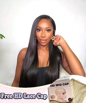 Dolago 250% HD Crystal Lace Frontal Wigs For Black Women Girls Glueless Silky Straight Pre Plucked HD Swiss Human Hair Lace Front Wigs With Invisible Knots Best Undetectable 13x6 Lace Wigs Free Shipping