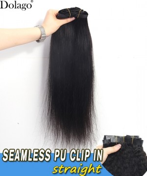 Dolago Straight Pu Clip In Human Hair Extensions For Women From Online Human Hair Shop At Cheap Prices For Sale 8-30 Inches Clip In Hair With Pu Added Free Shipping