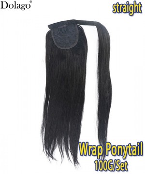 Dolago Brazilian Straight Wrap Around Ponytail Human Hair Ponyrail Clip In Human Hair Extensions High Quality Magic Straight Horsetail Wrap Ponytail At Cheap Prices For Sale Online 