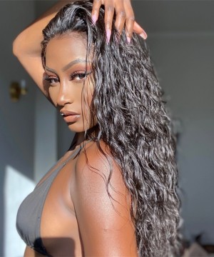 Dolago Cheap Water Wave 360 Transparent Lace Wig With Baby Hair For Black Women 180% High Quality Brazilian Human Hair 360 Lace Frontal Wig Pre Plucked With Invisible Hairline Glueless 360 Full Lace Wig For Sale