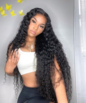 Dolago Undetectable 250% Water Wave HD Lace Front Wigs Human Hair Pre Plucked HD Swiss Lace Frontal Wig With Invisible Hairline For Black Women Glueless 13x6 Front Lace Wig Can Be Dyed
