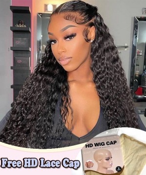 Dolago Undetectable HD 4x4 Lace Closure Wigs With Invisible Hairline 250% Water Wave HD Swiss Lace Closure Wigs Human Hair Pre Plucked HD Crystal Lace Wigs Melt Skin For Black Women Free Shipping