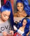 Dolago Blue Colorful Body Wave 13x6 Transparent Lace Front Human Hair Wigs For Women 150% Density Brazilian Ombre Colored Front Lace Wigs Pre Plucked With Baby Hair Glueless Lace Frontal Wigs For Sale 