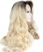 Dolago Ombre Wig Side Part Synthetic Wigs 1B/Blonde Wig Lace Front Wig