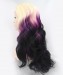 Dolago Blonde Purple Ombre Wig Lace Front Wig Women Fashion Synthetic Wig 