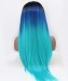 Dolago Ombre Wig Straight Lace Front Wig Three Color 1B/Blue/Light Blue Synthetic Wig