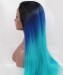 Dolago Ombre Wig Straight Lace Front Wig Three Color 1B/Blue/Light Blue Synthetic Wig