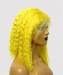 Dolago Colorful Wig Curly Bob Lace Front Wigs Pre-Plucked 130% Density Light Yellow For Black Women 
