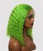 Dolago Colorful Wig Curly Bob Lace Front Wigs Pre-Plucked 130% Density Light Green