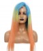 Dolago Colorful Wig 13X4 Lace Front Human Hair Wigs Rainbow Colored Straight Lace Frontal Wig Brazilian Transparent 3 Tone Color 