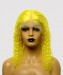 Dolago Colorful Wig Curly Bob Lace Front Wigs Pre-Plucked 130% Density Light Yellow For Black Women 
