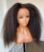 high density kinky straight invisible lace front human hair wigs for women