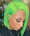 Dolago Colorful Wig Straight Bob Lace Front Wigs Pre-Plucked 130% Density Light Green Colored Human Hair Wigs For Women With Baby Hair For Sale 100% High Quality