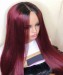 Dolago Colorful Wigs 1B/99j 360 Lace Frontal Wig 150% Brazilian Straight Purple Red Ombre Wigs Human Hair 99J Short Colored Wigs Pre Plucked With Baby Hairline