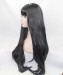 Dolago Black Long Straight Lace Front Wig Synthetic Wig With Bang