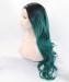 Dolago Long Wavy 1B/Green Ombre Synthetic Wig Lace Front Wig