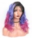 Luxury Natural Wave 1B/Purple/Pink Ombre Colored Lace Wigs