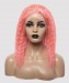 Dolago Colorful Wig Curly Bob Lace Front Wigs Pre-Plucked 130% Density Light Pink