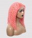 Dolago Colorful Wig Curly Bob Lace Front Wigs Pre-Plucked 130% Density Light Pink