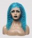 Dolago Colorful Wig Curly Bob Lace Front Wigs Pre-Plucked 130% Density Bright Blue