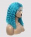 Dolago Colorful Wig Curly Bob Lace Front Wigs Pre-Plucked 130% Density Bright Blue