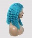 Dolago Colorful Wig Curly Bob Lace Front Wigs Pre-Plucked 130% Density Bright Blue