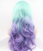 Dolago Bright Blue and Purple Ombre Wig Long Wavy Synthetic Wig