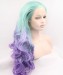 Dolago Bright Blue and Purple Ombre Wig Long Wavy Synthetic Wig