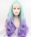 Dolago Bright Blue and Purple Ombre Wig Long Wavy Synthetic Wig