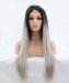 Dolago Grey Ombre Synthetic Lace Front Wig Straight Hair #1B Grey Lace Wigs