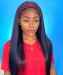 Yaki straight human hair wigs with headband natural hair 