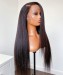 22 Inches Yaki Straight Full Lace Human Hair Wigs With Baby Hair 