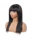 Dolago Straight 150% 13x2 French Lace Front Human Hair Wig With Bang Brazilian Glueless Wigs For Black Women 18 Inch Straight High Quality Lace Wigs  With Baby Hair Pre Plucked