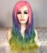 Colorful Wig Rainbow Colored Straight Lace Frontal Wig