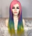 Colorful Wig Rainbow Colored Straight Lace Frontal Wig