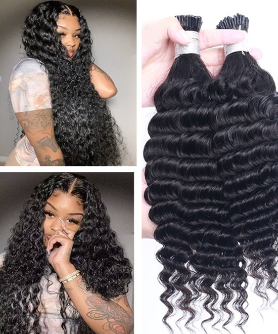 Dolago Deep Wave Itip Extensions For Black Hair High Quality Brazilian I  Tip Human Hair Extensions For Women 100 Pieces/set Itip Extension With  Silicone Rings For Sales Wholesale Price Online