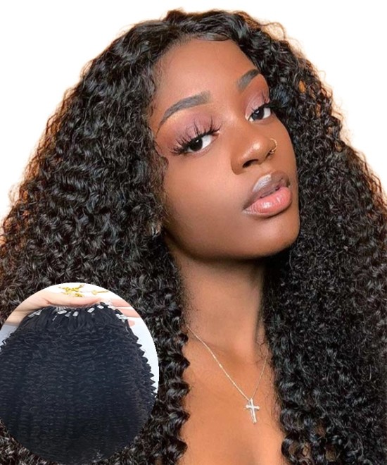 Dolago 8 30 inch Brazilian Kinky Curly Micro Link Human Hair Extensions High Quality Kinky Curly Virgin Hair Extensions For Black Women Microlink Natural Hair Bundles For Sale