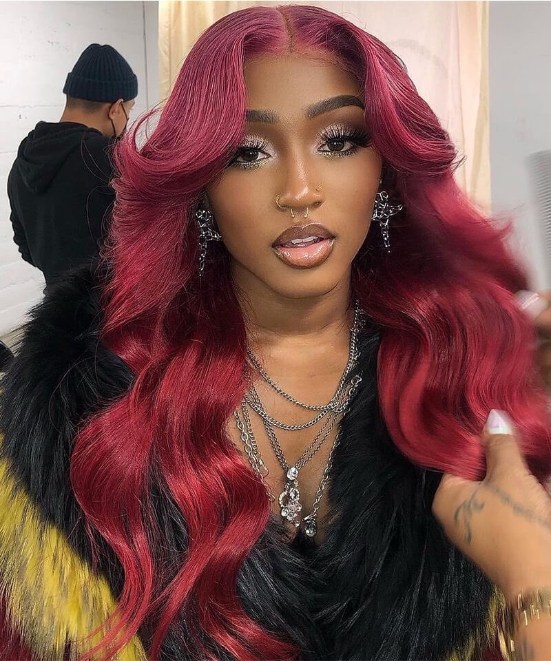 Quality whole 99J red ombre wigs human hair online wigs store for sale