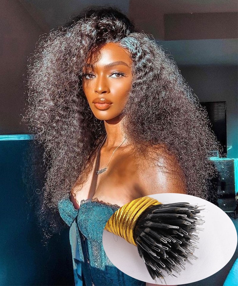 good quality nano ring deep curly human hair extension online for sale